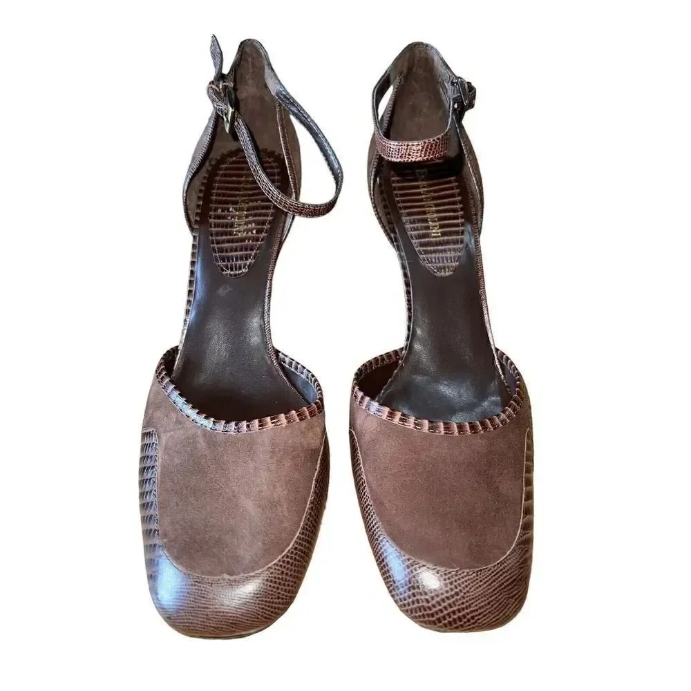 Enzo Angiolini - EA Flexo Sheary Dark Brown Suede W/Ankle Strap Womens Size 10